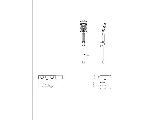 Смеситель для ванны с душем и термостатом Wonzon&Woghand, Темный графит