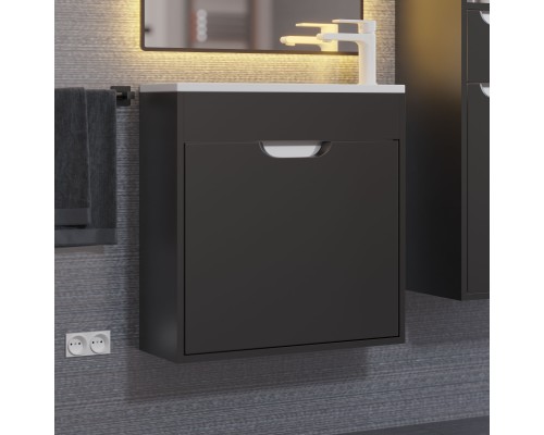 Тумба под раковину подвесная Uperwood Modul 60х21х60 см, черная матовая
