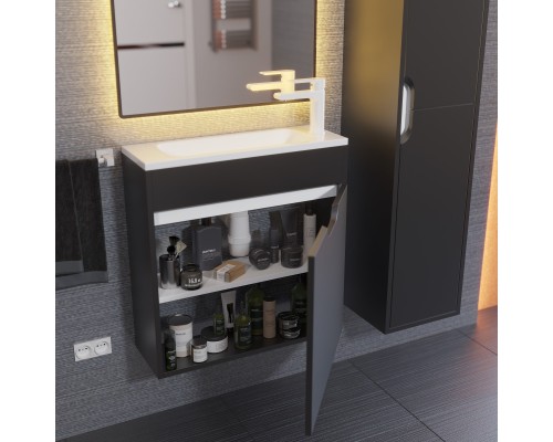 Тумба под раковину подвесная Uperwood Modul 60х21х60 см, черная матовая