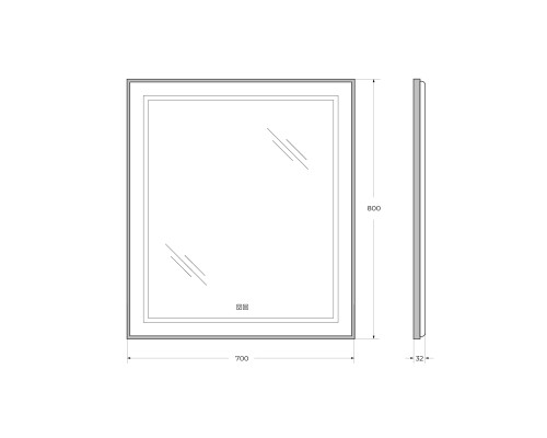 Зеркало BelBagno Kraft 70 SPC-KRAFT-700-800-LED-TCH-WARM-NERO с подсветкой Черное с сенсорным выключателем и подогревом