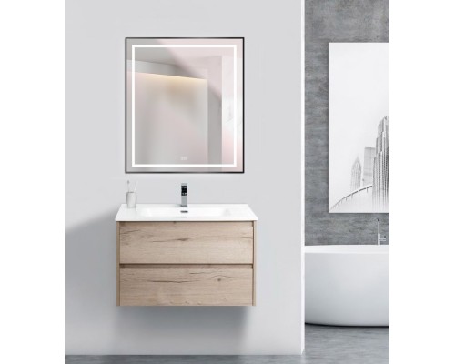 Зеркало BelBagno Kraft 70 SPC-KRAFT-700-800-LED-TCH-WARM-NERO с подсветкой Черное с сенсорным выключателем и подогревом