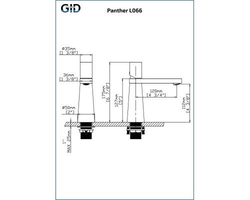 Смеситель для раковины Gid Panther L066-BM-K