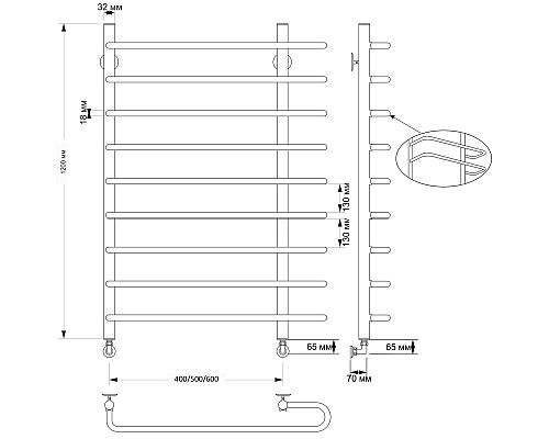 Полотенцесушитель латунный Secado Венеция 2 40х120, водяной, бронза