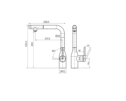 Смеситель для кухни Paulmark Viper Vi213105-GB Черный глянцевый