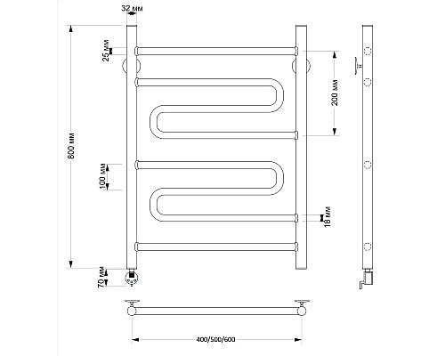 Полотенцесушитель латунный Secado Валенсия 2 60х80, электрический L, бронза