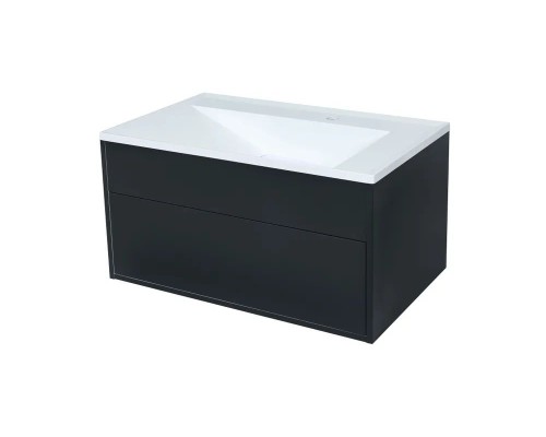 Тумба с раковиной подвесная Uperwood Lotus Premium 80х50х44 см, черная