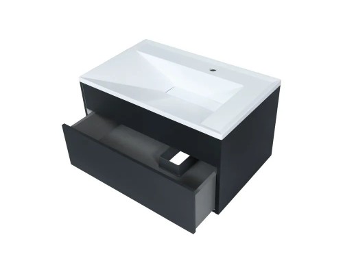 Тумба с раковиной подвесная Uperwood Lotus Premium 80х50х44 см, черная