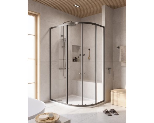 Душевой уголок Cezares Relax-304 120x90 RELAX-304-RH-2-120/90-C-GM профиль Оружейная сталь стекло прозрачное