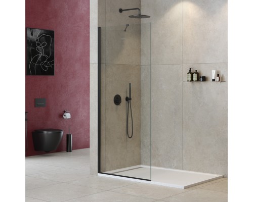 Душевая перегородка Cezares Liberta 110 LIBERTA-L-1-TB-110-C-NERO профиль Черный матовый стекло прозрачное