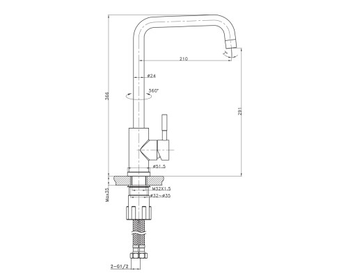Cмеситель для кухни Raiber premium RPG-013 Graceful, матовое золото