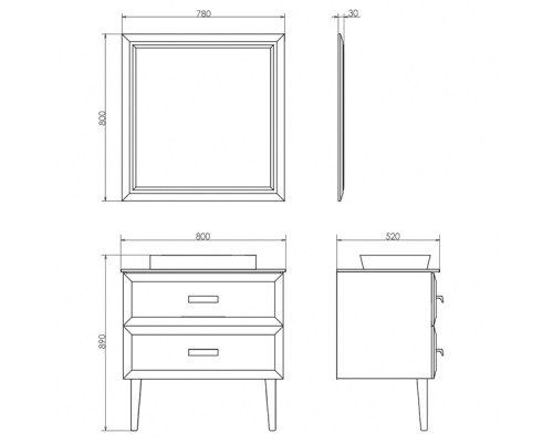 Тумба с раковиной Comforty Империя-80 белая с графитовой столешницей Comforty 78189