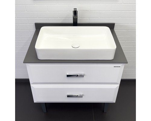 Тумба с раковиной Comforty Империя-80 белая с графитовой столешницей Comforty 78189