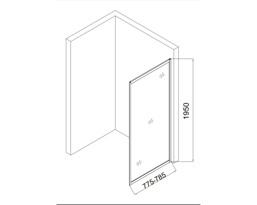 Душевая боковая стенка напольная Taliente 80x195см, прозр.стекло 6мм, хром