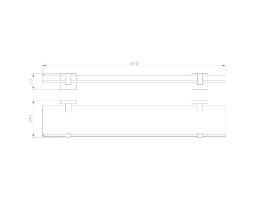 Стеклянная полка для ванной Wonzon&Woghand, Брашированный никель