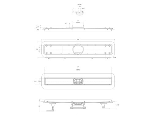 Душевой лоток BelBagno Luce BB-LD-LUCE-60-BIANCO с Белой матовой решеткой / под плитку