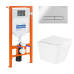 Комплект унитаза с инсталляцией BelBagno Due BB3103CHR/SC/BB002-80/BB005-PR-CHROME с сиденьем Микролифт и клавишей смыва Хром