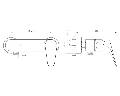 Смеситель для душа Wonzon&Woghand BALANCE, Хром WW-054101-CR