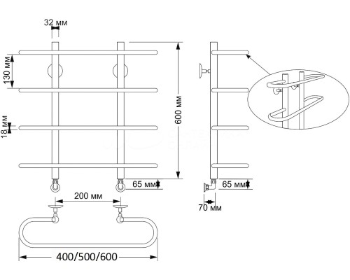 Полотенцесушитель латунный Secado Венеция 40х60х20, водяной, бронза