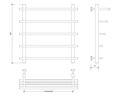 Полотенцесушитель латунный Secado Турин 6 60х40х50, водяной, бронза