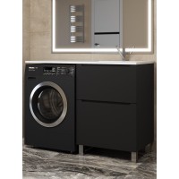 Тумба под стиральную машину Uperwood Tanos 60 см, напольная, черная, 2 ящика