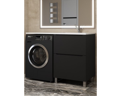 Тумба под стиральную машину Uperwood Tanos 60 см, напольная, черная, 2 ящика