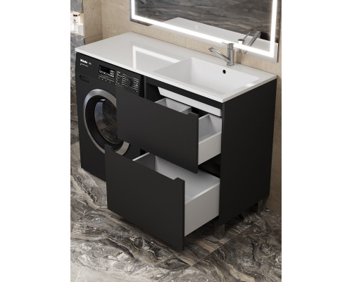 Тумба под стиральную машину Uperwood Tanos 60 см, напольная, черная, 2 ящика