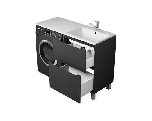Тумба под стиральную машину Uperwood Tanos 60 см, напольная, черная, 2 ящика