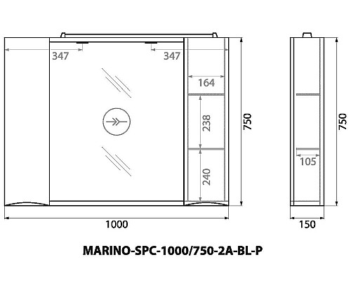 Зеркало со шкафом BelBagno MARINO-SPC-1000/750-2A-BL-P 100 с подсветкой Bianco Lucido Зеркало со шкафом BelBagno MARINO-SPC-1000/750-2A-BL-P 100 с подсветкой Bianco Lucido