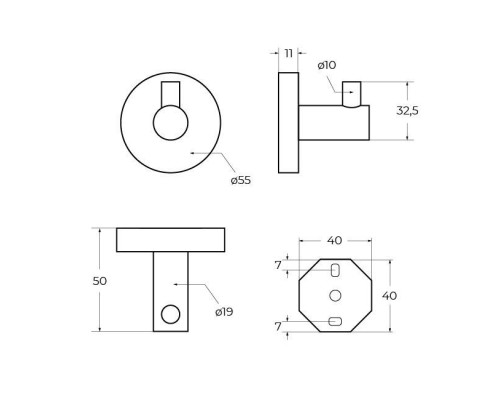 Крючок Cezares Relax RELAX-HK-NOP Черный матовый