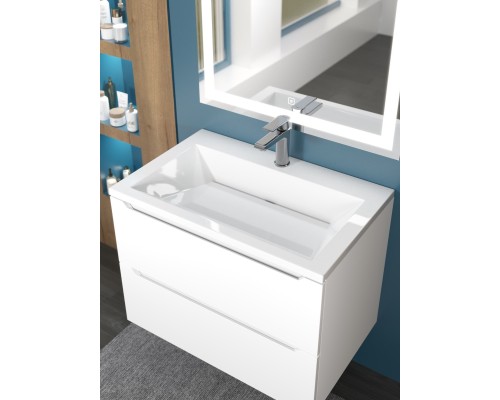 Раковина для ванной 70 см, Uperwood Olivia, с щелевым сливом, белая глянцевая