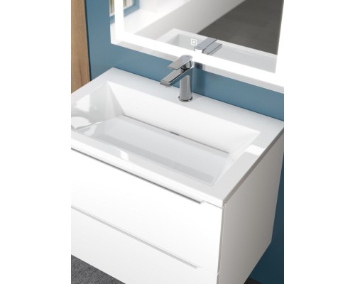 Раковина для ванной 70 см, Uperwood Olivia, с щелевым сливом, белая глянцевая