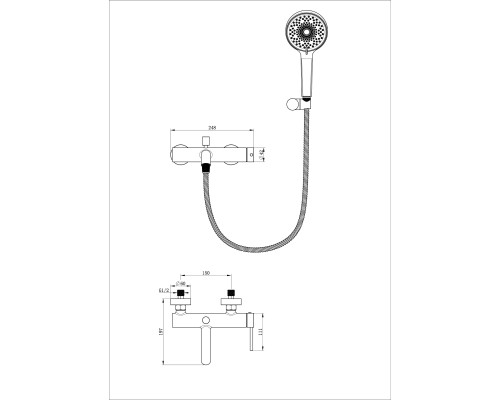 Смеситель для ванны с душем Wonzon&Woghand STICK, Брашированный никель WW-88639017-BN