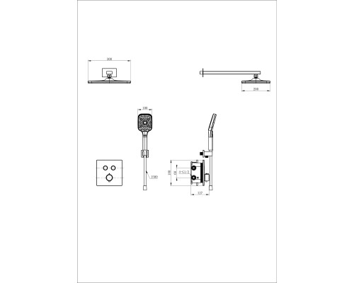 Душевая система с термостатом встраиваемая Wonzon&Woghand, Черный матовый