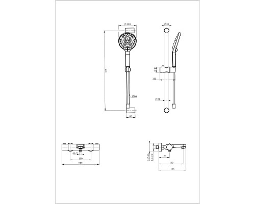 Смеситель для ванны с душевым гарнитуром и термостатом Wonzon&Woghand, Темный графит