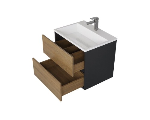 Тумба под раковину 60 см, Uperwood Barsa, черная/дуб сонома