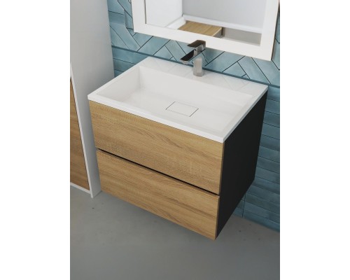 Тумба под раковину 60 см, Uperwood Barsa, черная/дуб сонома