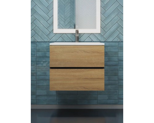 Тумба под раковину 60 см, Uperwood Barsa, черная/дуб сонома