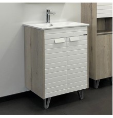 Тумба с раковиной Comforty Клеон 60Н белый/дуб дымчатый Quadro 60