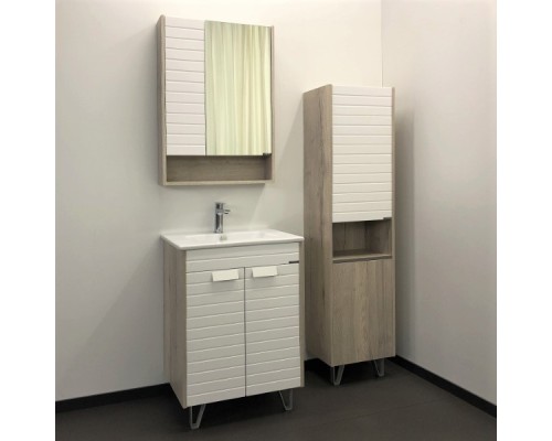 Тумба с раковиной Comforty Клеон 60Н белый/дуб дымчатый Quadro 60