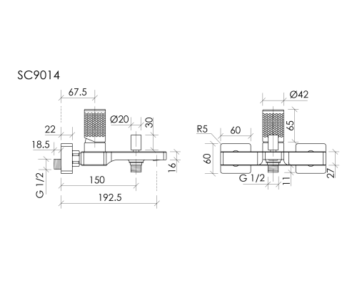 Смеситель для ванны и душа SANCOS Nexus, брашированное золото, PVD покрытие, SC9014BG
