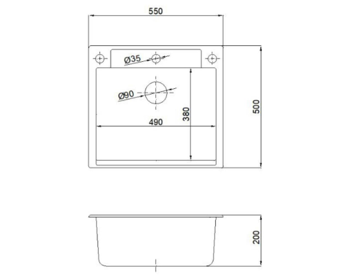 Кухонная мойка прямоугольная 550х500 Reflexion Cubi RX1555GR, гравий