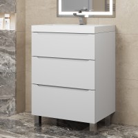 Тумба под раковину 60 см, Uperwood Tanos, напольная, белая, 3 ящика