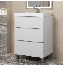 Тумба под раковину 60 см, Uperwood Tanos, напольная, белая, 3 ящика