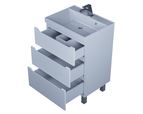 Тумба под раковину 60 см, Uperwood Tanos, напольная, белая, 3 ящика