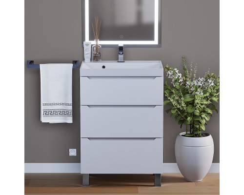 Тумба под раковину 60 см, Uperwood Tanos, напольная, белая, 3 ящика