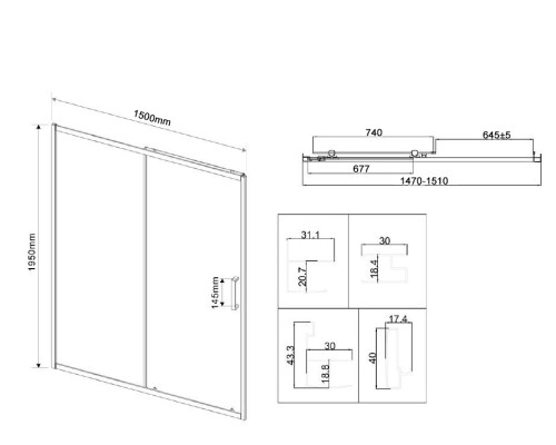 Душевая дверь Vincea City VDS-5CT150CL, 150, хром, стекло прозрачное
