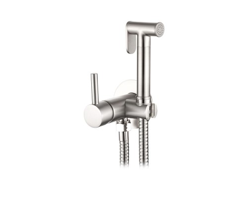 Комплект гигиенического душа AQG TAUS со смесителем, никель сатин