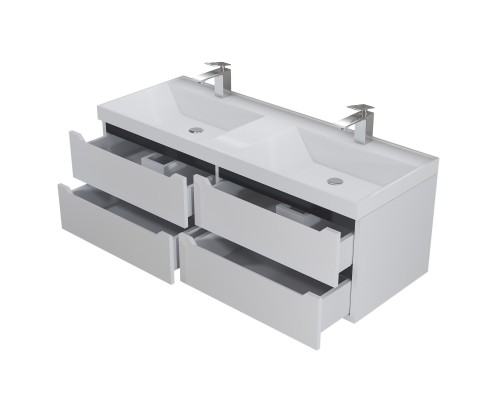 Тумба под двойную раковину подвесная Uperwood Tanos 120х45х50 см, графит, 4 ящика