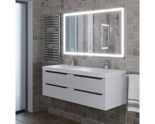 Тумба под двойную раковину подвесная Uperwood Tanos 120х45х50 см, графит, 4 ящика