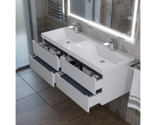 Тумба под двойную раковину подвесная Uperwood Tanos 120х45х50 см, графит, 4 ящика